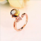 Hot original new style of natural wind 925 sterling silver Huang citrine rose quartz opening ring female. J045
