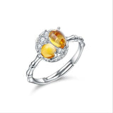 925 sterling silver natural citrine female ring opening Korean fashion accessories J0191