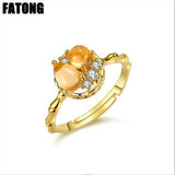 925 sterling silver natural citrine female ring opening Korean fashion accessories J0191