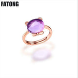 New 925 Sterling Silver Jewelry Hibiscus Amethyst Topaz Animal Wild Ring Female J026