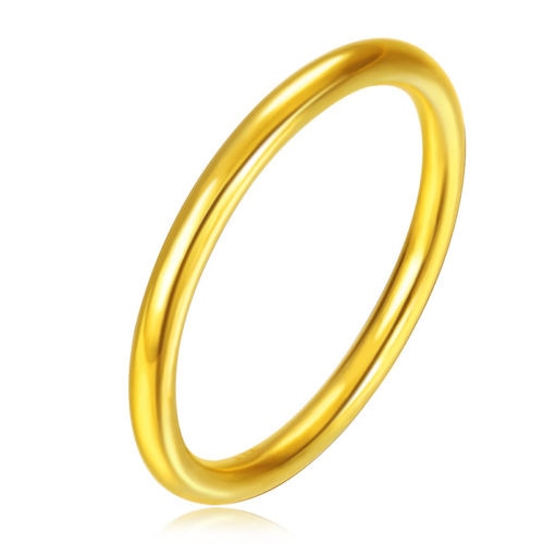 New Pure 24K Yellow Gold Smooth-Shape Ring Band Size 7