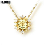 925 sterling silver fashion natural rose quartz citrine necklace jewelry female. J048