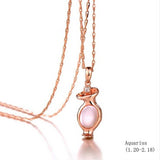925 sterling silver twelve constellation Rose Quartz stone rose gold necklace boutique jewelry J0378