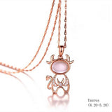 925 sterling silver twelve constellation Rose Quartz stone rose gold necklace boutique jewelry J0378