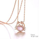 925 sterling silver twelve constellation Rose Quartz stone rose gold necklace boutique jewelry J0378