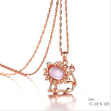 925 sterling silver twelve constellation Rose Quartz stone rose gold necklace boutique jewelry J0378