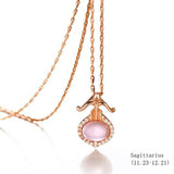 925 sterling silver twelve constellation Rose Quartz stone rose gold necklace boutique jewelry J0378