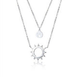 925 sterling silver sun smiley double-layer necklace high quality rose gold, white gold, gold never fades 2019 hot sale J0367