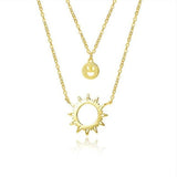 925 sterling silver sun smiley double-layer necklace high quality rose gold, white gold, gold never fades 2019 hot sale J0367