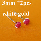 2019 10k solid gold natural ruby earrings women 2mm 3mm size gold or white gold 1PCS red gemstone jewelry  Cost-effective