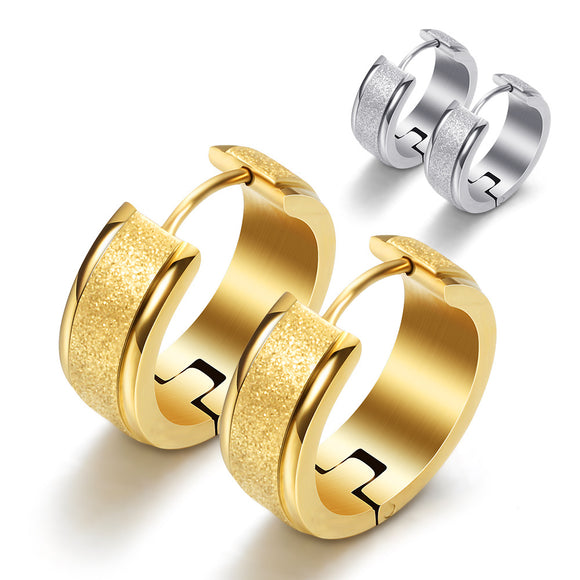 808 STORE Fine Jewelry Stainless Steel Round 18k Gold Earrings Women Wedding Earrings Fashion Jewelry Accessories