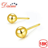 DAIMI Shiny Earrings 18K Gold Ball Stud Earrings Basic Genuine Gold Earrings High Quality Brand Jewelry