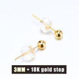 DAIMI Shiny Earrings 18K Gold Ball Stud Earrings Basic Genuine Gold Earrings High Quality Brand Jewelry