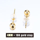 DAIMI Shiny Earrings 18K Gold Ball Stud Earrings Basic Genuine Gold Earrings High Quality Brand Jewelry