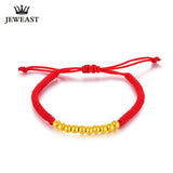 24K Pure Gold Bracelet Real 999 Solid Gold Bangle Red Rope Mini Beads Baby Gift Trendy Classic Fine Jewelry Hot Sell New 2018