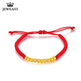 24K Pure Gold Bracelet Real 999 Solid Gold Bangle Red Rope Mini Beads Baby Gift Trendy Classic Fine Jewelry Hot Sell New 2018