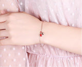 925 sterling silver red heart-shaped Epoxy bracelet female Korean version of the jewelry. J0379