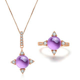 LAMOON Cross star 2.2ct Natrual Amethyst 925 sterling-silver-jewelry  Jewelry Set S925 For Women V009-1