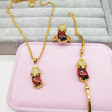 Indian Fashion Luxury Wedding Engagement Jewelry Sets Creative Design Charm Women Necklace Bracelet Ring Fine Handmade Jewelry