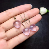 MeiBaPJ Top Quality Natural Pink Rose Quartz Jewelry Set Real 925 Sterling Silver Earrings Necklace Fine Siut Wedding Jewelry