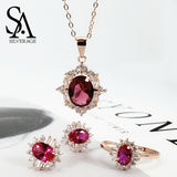 Europe USA Party Fashion Wedding Gift Flower Jewelry Blue Classic Crystal Earring Necklace Earrings Rings Set Women Jewelry Sets