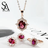 Europe USA Party Fashion Wedding Gift Flower Jewelry Blue Classic Crystal Earring Necklace Earrings Rings Set Women Jewelry Sets