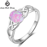 Elegant 925 Sterling Silver Braided Ring with Oval White Pink Blue Opal Stone Wedding Engagement Rings for Women (Lam Hub Fong)