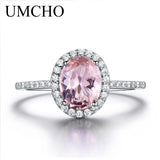UMCHO 925 Sterling Silver Ring Oval Classic Pink Sapphire Rings For Women Engagement Morganite Wedding Band Fine Jewelr Gift For